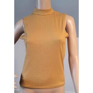 Brit & Bri Gold Summer Polyester Crewneck Tank Top Polyester/Spandex Small